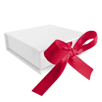 Souprava šperků MINET Bílá magnetická krabička na šperky s tmavě růžovou stuhou - 8 x 8 x 2,5 cm XBJXWV2