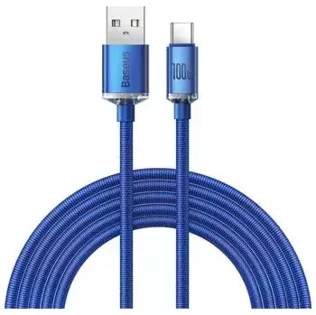 Datový kabel Baseus CAJY000503 Crystal Shine Series Datový Kabel USB - USB-C 100W 2m Blue (Pošk. Balení)
