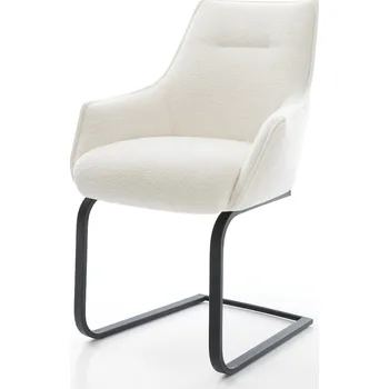 Jídelní židle DELIFE Jídelní židle Alja-Flex s područkami bouclé měkký béžová jídelní židle plochá černá taštičkové pružiny