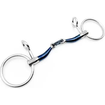 Udidlo pro koně Udidlo Baucher dvakrát lomené Loose Rings Sweet Iron Claudia Fager 10,5 cm