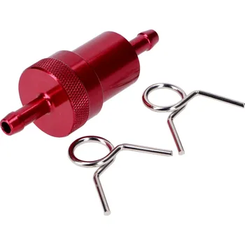 Karburátor Diverse / Import Palivový filtr hliníkový červený 7 mm 77 mm pro Zündapp, Kreidler, Hercules, Puch, Miele MG00071298