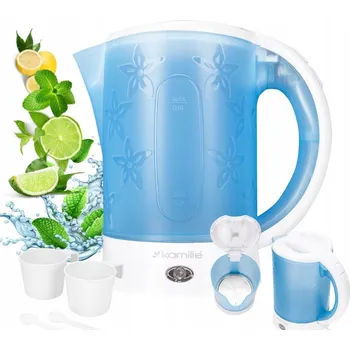 Rychlovarná konvice Rychlovarná konvice Kamille 0,6 l bílá modrá 2 kelímky