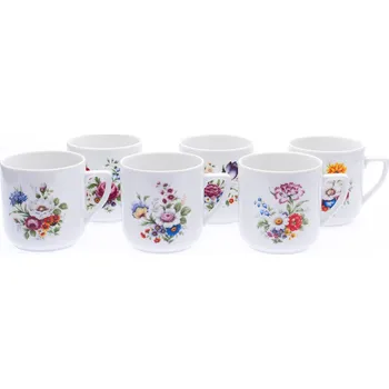 Český porcelán, a.s., Dubí Hrnek Pětka, pestré květy, 400 ml, souprava 6 ks, Český porcelán Dubí