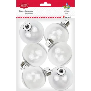 Vánoční ozdoba Titanum Ozdoby plastové, průhledné, 60x78mm, 6 ks/bal.