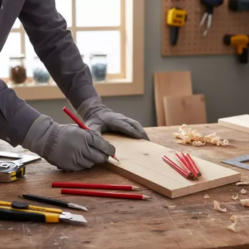 Mechanická tužka TOPTRADE tužka tesařská, červená, sada 12 ks, 180 mm (TOPTRADE tužka tesařská, červená, sada 12 ks, 180 mm)