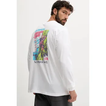 Pánské oblečení Bavlněné tričko s dlouhým rukávem The North Face Expedition Celebration NF0A8E3DFN41 bílá 00X, vel. XL