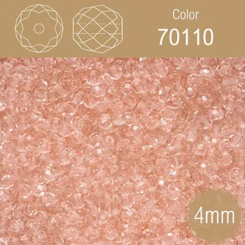 Korálek Korálky BROUŠENÉ 4mm. Barva 70110. Průhledná růžová. Balení 120Ks.