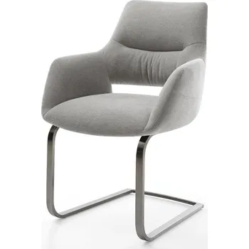 Jídelní židle DELIFE Jídelní židle Yago-Flex s područkami potahová látka Měkký šedá jídelní židle plochá grafit taštičkové pružiny