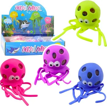 Hračka pro nejmenší Chobotnice mačkací antistresová senzorická s gelovými kuličkami mix