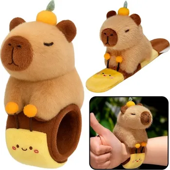 Náramek Plyšová samoupínací manžeta na ruku Včelka s kapybarou