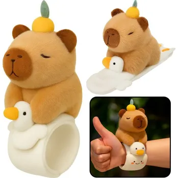 Náramek Plyšová samosvorná manžeta na ruku Husí s kapybarou