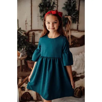 Dívčí šaty Dívčí boho šaty v tmavě zelené- Lily Grey 110 / 5 let