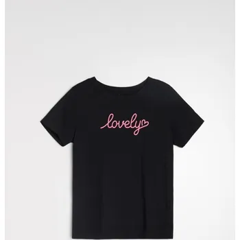 Dámské tričko Sinsay - Bavlněné tričko s nápisem - černá - 000HB-99M - 000HB-99M-S