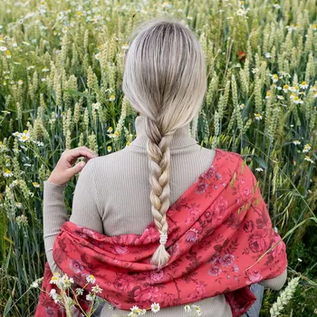 Autorská látka RŮŽE, viskóza EcoVero, červená, 1.3m, sartor.cz