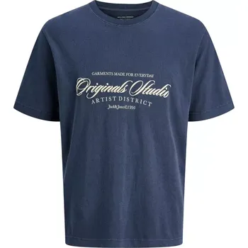Pánská móda Velké pánské tričko s potiskem Jack & Jones 12288189 tmavě modré (4XL)