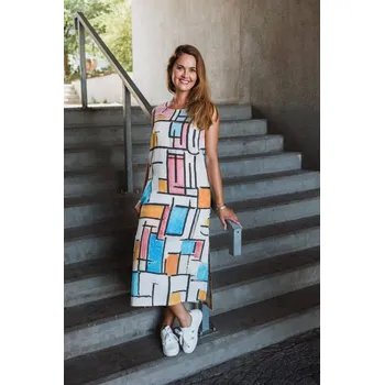 Dámské šaty Lněné 100% Lněné šaty Piet Mondrian Kompozice II Velikost: EU 48