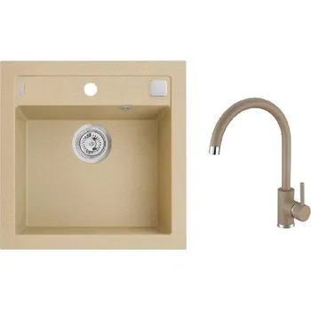 Granitový dřez Alveus - Set dřezu Formic 20 a baterie Kati, s ovládáním odpadu, beige SETA25895