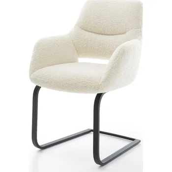 Jídelní židle DELIFE Jídelní židle Yago-Flex s područkami plyšový manšestr béžová jídelní židle plochá černá taštičkové pružiny