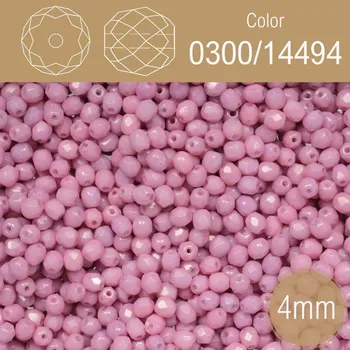 Šperk Korálky BROUŠENÉ 4mm. Barva 0300/14494. Růžová neprůhledná . Balení 120Ks.