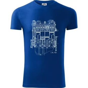 Pánské tričko Motor Škoda/ VW 1.9L TDI ze předu - Viper FIT - Pánské zůžené tričko - 2XL ( Královská modrá )