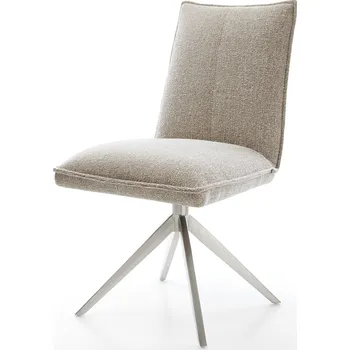 Jídelní židle DELIFE Jídelní židle Lelio-Flex látka Měkký béžová křížová podnož široká nerezová ocel 360° otočný houpací funkce taštičkové pružiny