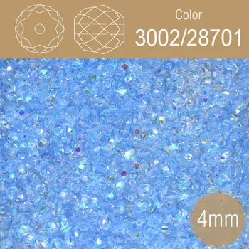 Šperk Korálky BROUŠENÉ 4mm. Barva 3002/28701. Průhledná modrá s pokovem AB. Balení 120Ks.