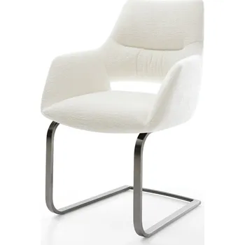 Jídelní židle DELIFE Jídelní židle Yago-Flex s područkami bouclé měkký béžová jídelní židle plochá grafit taštičkové pružiny