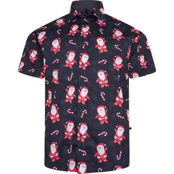 Pánská košile Velká pánská vánoční košile s krátkým rukávem Kam X037 černá (2XL)