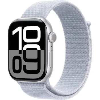 Apple Watch Series 10 46mm Cellular Silver Aluminium Case with Blue Cloud Sport Loop MWY23QH/A