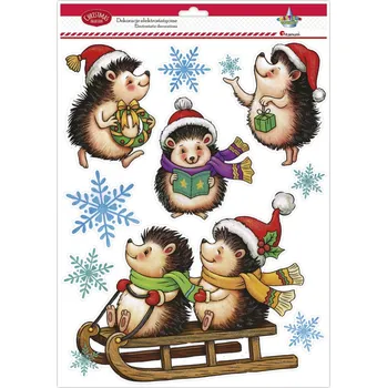 samolepka Titanum Samolepky, okenní, VÁNOČNÍ JEŽCI, 1 arch