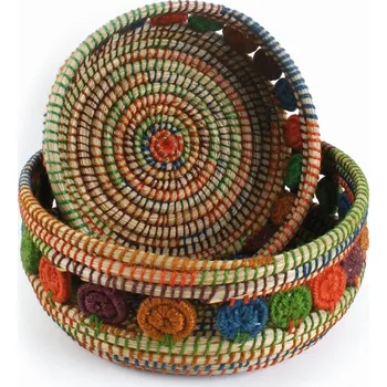 Nákupní košík El Puente Košík z kaisa trávy s jutovými květy, větší