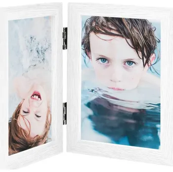 Rám na obraz Dvoudílný fotorámeček černý 2 x (10 x 15 cm)