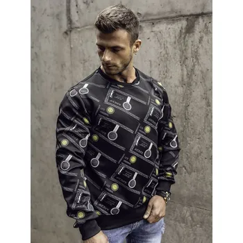 Pánská mikina Černá pánská mikina bez kapuce s potiskem Bolf 8B1110 - 2XL