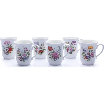 Stolování Český porcelán, a.s., Dubí Sada hrnků Derby, 0,25 l, pestré květy, 6 ks, Český porcelán