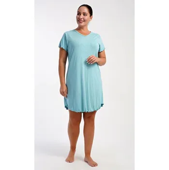 Dámská noční košile Dámská noční košile s krátkým rukávem Sabrina - mentolová - 3XL
