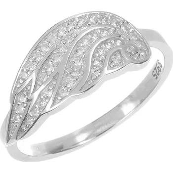 Prsten Argento 72719 Stříbrný prsten - andělské křídlo, čiré kulaté zirkony | Velikost prstenu: 55mm
