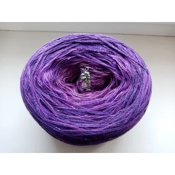 Příze Fialové ombré 3-nitka 1000m s lurexem (Duhové klubko s lurexem Fialové ombré)