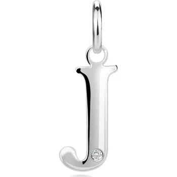 Přívěsek Diamantový přívěsek ze stříbra 925 - velké písmeno J, kulatý briliant