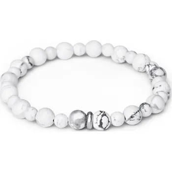 Náramek AGATO Minerální korálkový náramek z bílého howlitu MINK156/17