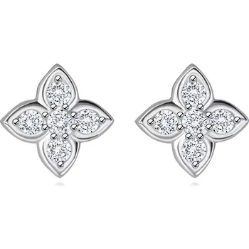 Náušnice Stříbrné náušnice 925 - květiny se špičatými okvětními lístky, čiré zirkony