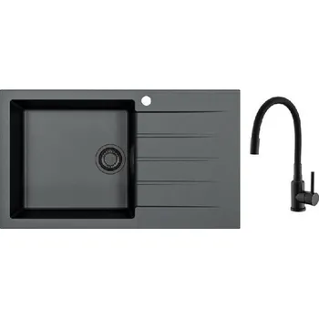 Granitový dřez Alveus - Set dřezu Cadit 40 a baterie Mintas, deep black SETA25628