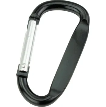 karabina MTR® Hliníková karabina D tvar, 60 mm, černá