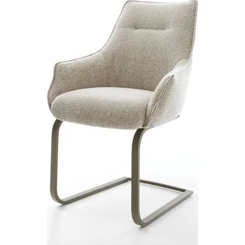 Jídelní židle DELIFE Jídelní židle Alja-Flex s područkami látka Měkký béžová jídelní židle plochý Titanová barva taštičkové pružiny