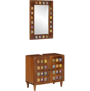 Koupelnový nábytek Sada koupelnového nábytku Nástěnný 2 pcs Vlašský ořech Hnědá 3310090