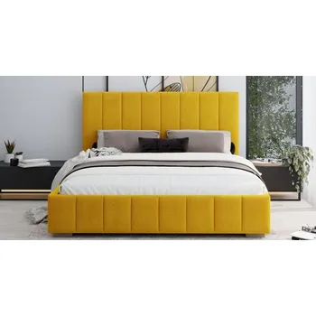 Postel Čalouněná postel AUSTIN 140x200cm Žlutá Paris s úložným prostorem kovový rošt
