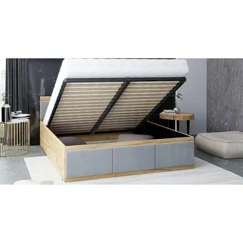 Postel Manželská postel PANAMA T 120x200 se zvedacím kovovým roštem DUB SVĚTLE ŠEDÁ