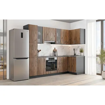 Kuchyňská linka VerDesign REMADA rohová kuchyňská linka, dub Livorno/antracit