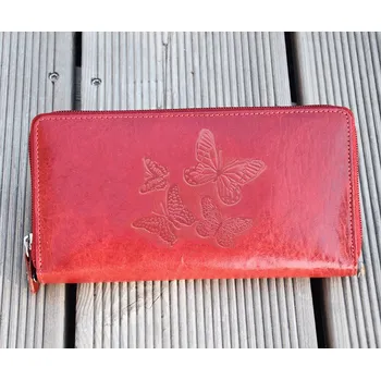 Peněženka Dámská Peněženka - Červená "Motýli" - 8180 - Dárek pro ženu