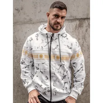 Pánské oblečení Bílá pánská mikina na zip s kapucí Bolf 27B8125A - M