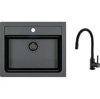 Alveus - Set dřezu Atrox 30 a baterie Mintas, deep black SETA25640